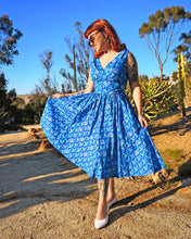 Load image into Gallery viewer, &#39;Sharkstooth&#39; Cotton Dolce Dress (Sapphire)
