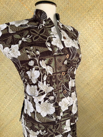 Lorelei's Vintage- Bali Hai Sarong Dress- The Royal Orchid Collection -Coconut