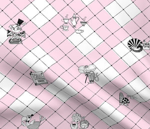 DAPPER DAY® Alice in Wonderland Fabric {Pink Check}