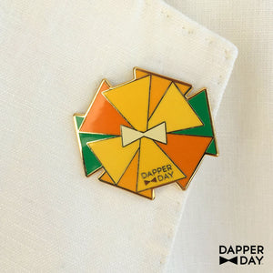 DAPPER DAY Bow Tie Flower Lapel Pin, Orange