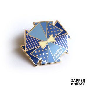 DAPPER DAY Bow Tie Flower Lapel Pin, Blue