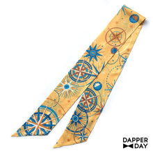 Load image into Gallery viewer, Celestial Compass Print Silk Scarf
