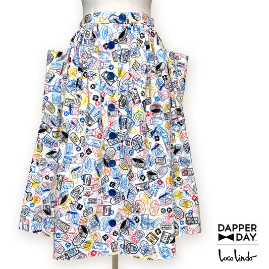 'Passport Confetti' Cotton Petunia Skirt