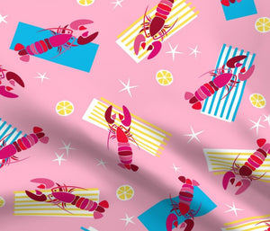DAPPER DAY® Lounging Lobsters Fabric {Pink}