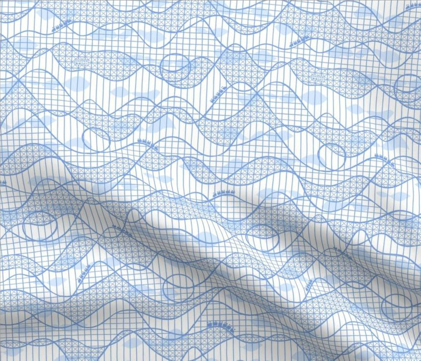 DAPPER DAY Roller Coaster Fabric White Background