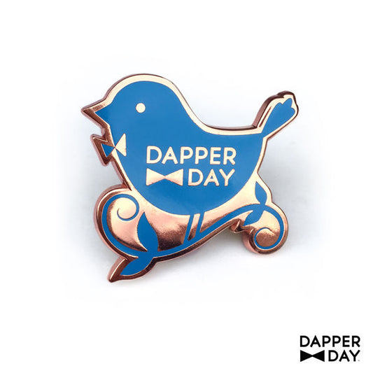 Rose Gold Blue Bird Pin - Final Sale