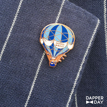 Load image into Gallery viewer, Rose Gold Hot Air Balloon Pin in Blues
