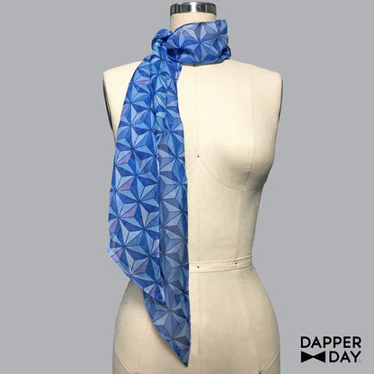 Long Sharkstooth Print Silk Scarf - Final Sale