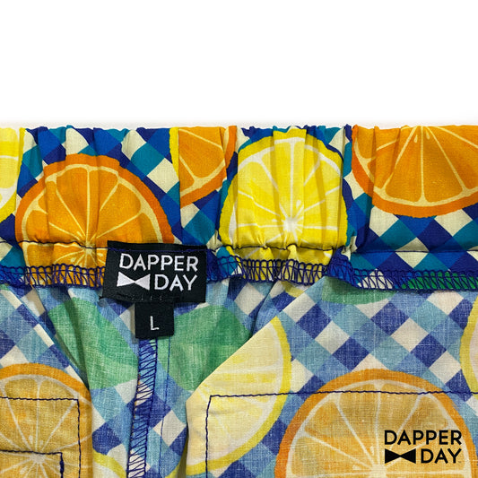 ‘Citrus Gingham’ Cotton Cabana Shorts - Final Sale