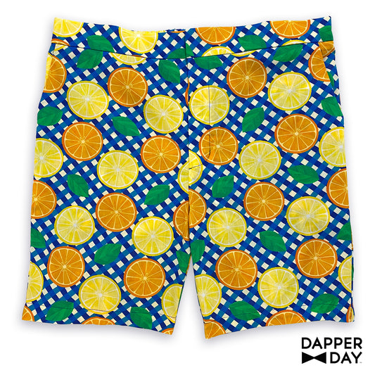 ‘Citrus Gingham’ Cotton Cabana Shorts - Final Sale