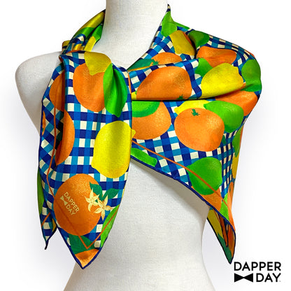 'Citrus Gingham' Silk Scarf