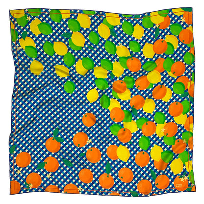 'Citrus Gingham' Silk Scarf