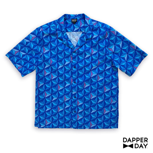 'Sharkstooth’ Cotton Cabana Shirt (Sapphire)