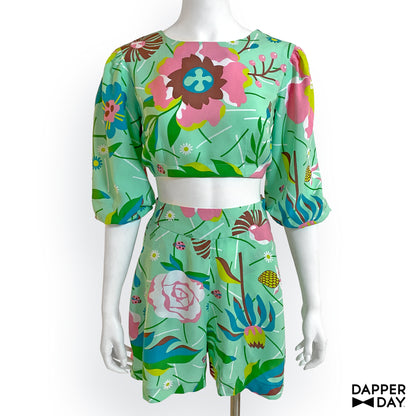 ‘Garden Party’ Playset Shorts in Rayon (Mint) - Final Sale