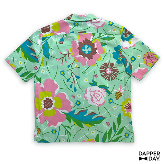 ‘Garden Party’ Cabana Shirt in Cotton (Mint) - Final Sale
