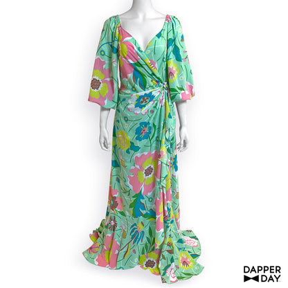 ‘Garden Party’ Maxi Wrap Dress in Rayon (Mint) - Final Sale